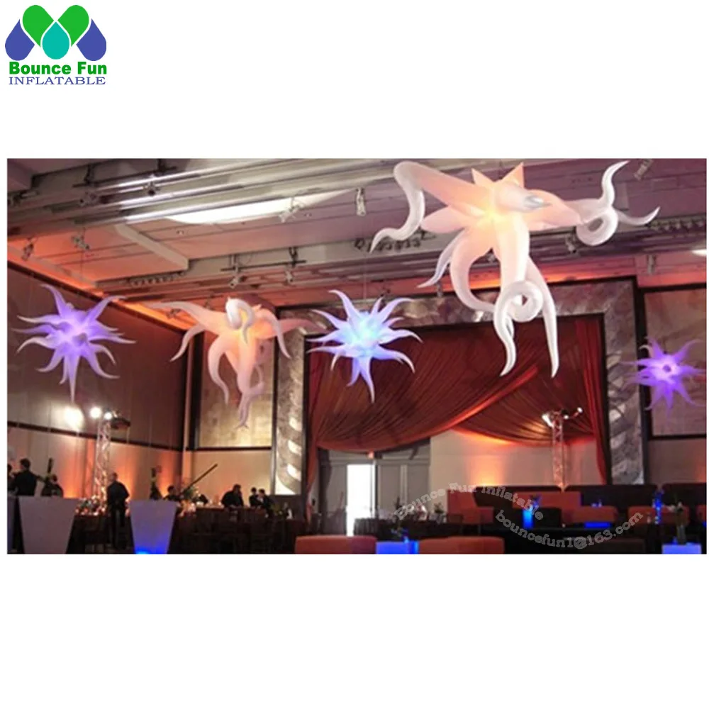 Hanging Giant Bending Inflatable Star with LED Light for Nightclub or Wedding Party Music Park Ceiling Decoration images - 6