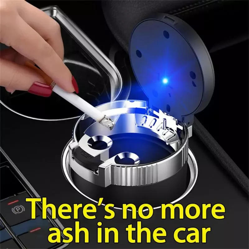 

Universal Car Ashtray With Led Lights With Cover Creative Personality Covered Car Inside The Car Multi-function Car Supplies New