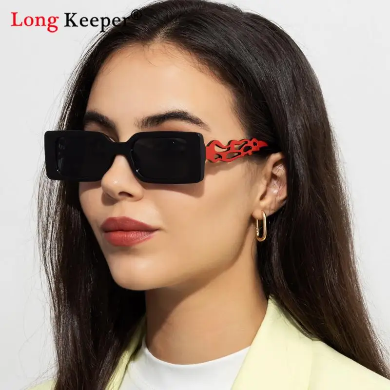 

Vintage Sunglasses for Women Men Rectangle Punk Brand Designer Hollow Flame Fashion Retro Small Sun Glasses Uv400 Cool Eyewear