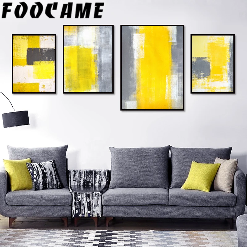 

Yellow Gray Watercolor Artwork Abstract Wall Art Modern Paintings Poster Decorative Prints Canvas Picture Aesthetic Room Decor