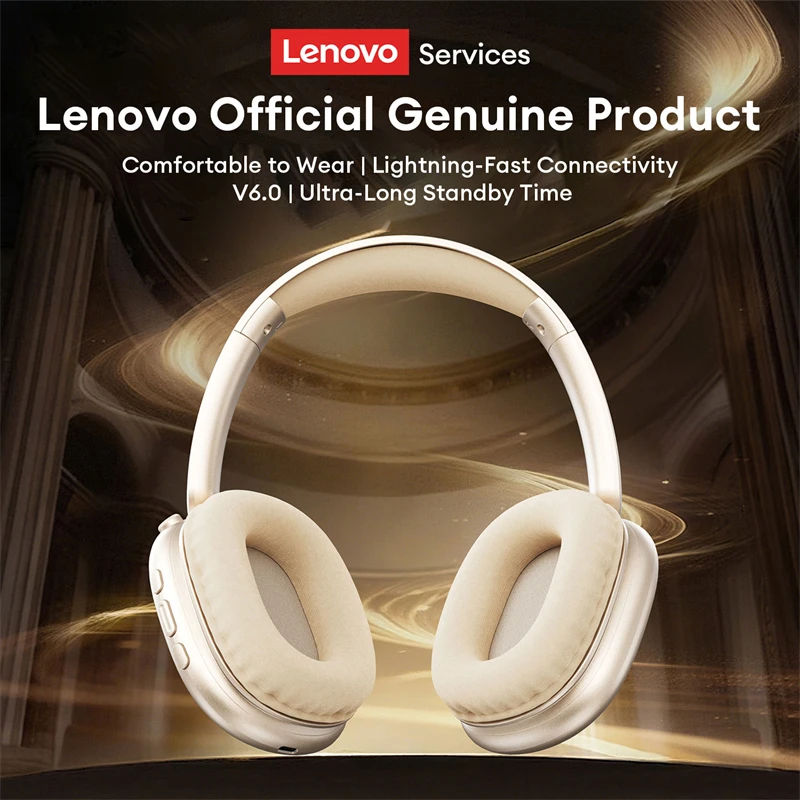 Фото Беспроводная Bluetooth 5.0 гарнитура Lenovo LES-107 с объемным звуком, складные игровые наушники HiFi Bass, 26 часов автономной работы №1