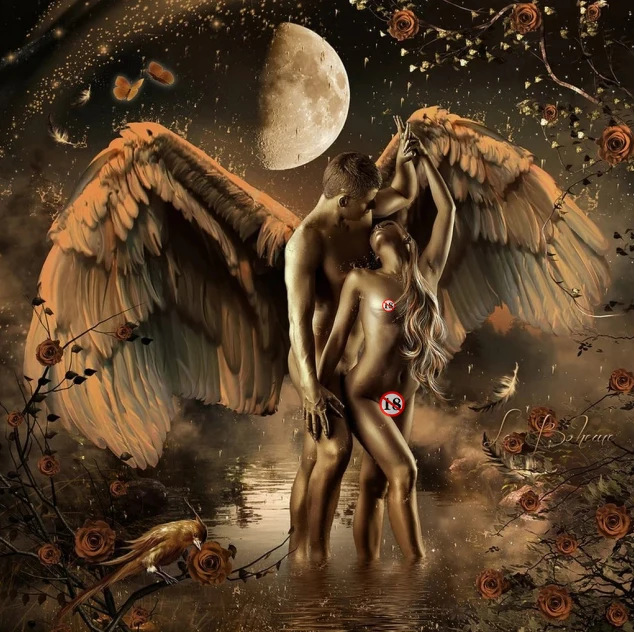 

JMINE Div 5D Sexy Angel Wings couple Moon Flower Full Diamond Painting cross stitch kits art Wedding 3D paint by diamonds