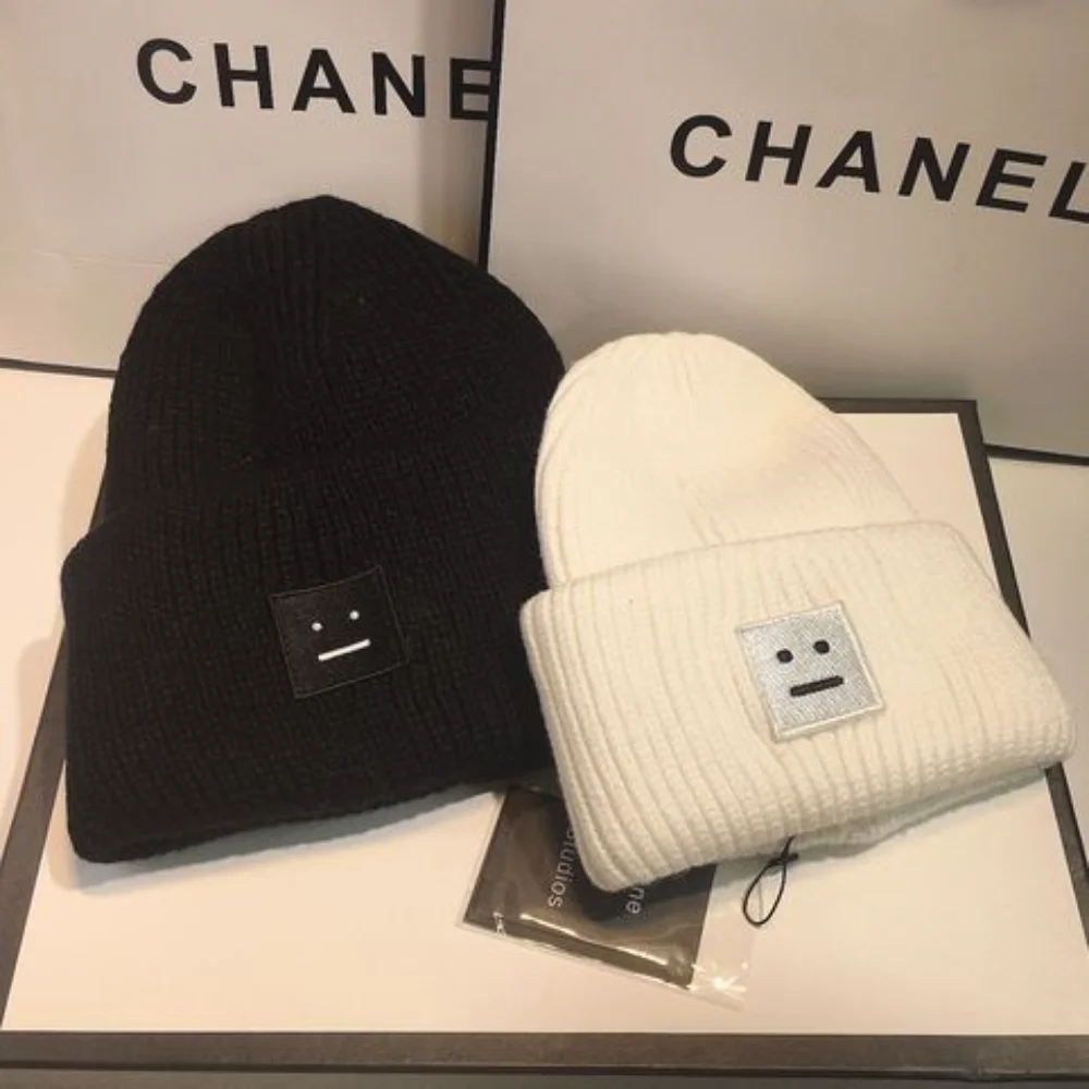 

New ACNE Studios Kangaroo Knitted Hat Plush Warm Casual Bag Cap Trendy All-Matching Woolen Hat Autumn and Winter New Beanie
