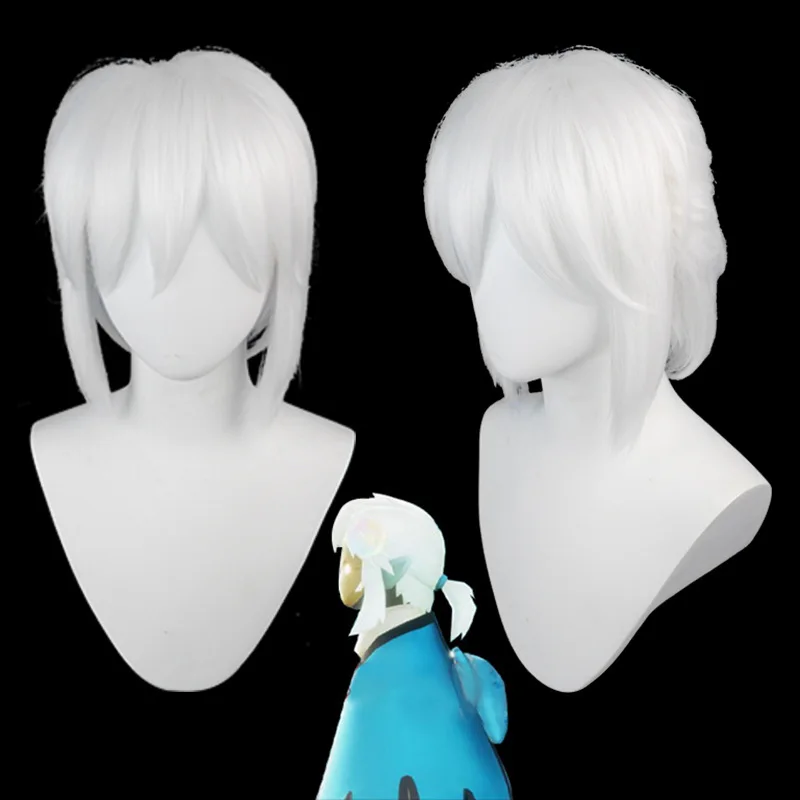 

Light SKY Meets Wig Ocean Season Halloween Cosplay Wig Pure White Short Straight Hair Anime Heat-Resistant Synthetic Party Wig