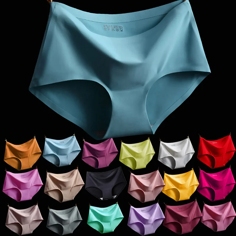 

Sexy Summer Style Fashion Women's Panties Ice Silk Cool Refreshing Seamless Underwear Triangle Big Yards Female Briefs lingerie