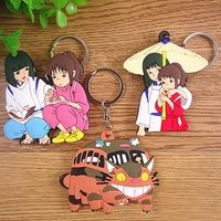 japanese anime spirited away soft rubber keychains double side totoro bus keyring backpack phone decor pendant key holder