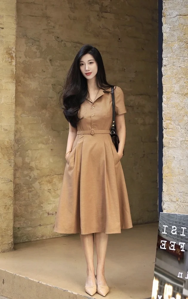 

2023 Spring/Summer Fashion New Women's Clothing Collar Shirt Dress 0801