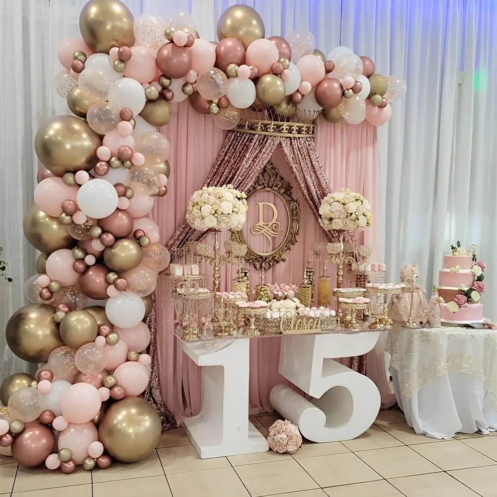 

137pcs/Set Metal Rose Gold Balloons Garland Arch Metal Balloons Birthday Baby Shower Wedding Party Decoration Supplies