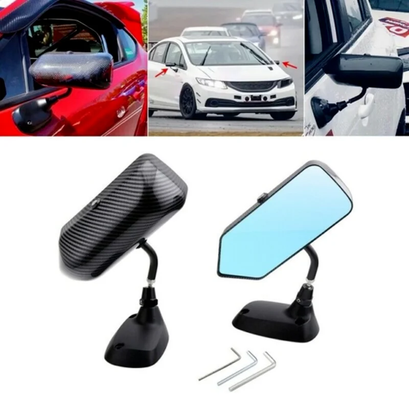 

Carbon Fiber Look Car Racing Door Side Rearview Wing Mirrors F1 Style Universal