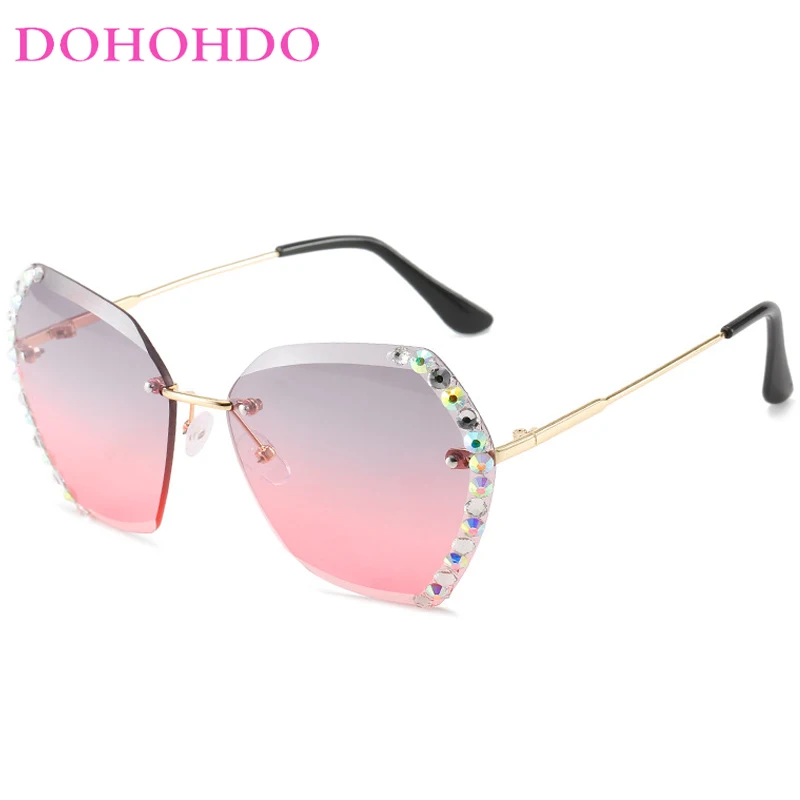 DOHOHDO 2024 модные новые большие женские солнцезащитные очки без оправы Популярные