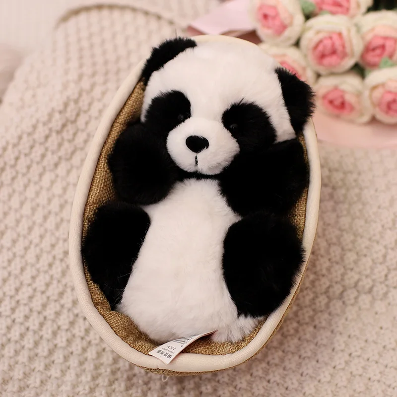 

Cute woven basket panda doll plush toy cute pet flower home decoration Rag Doll children accompany doll girl toys doll
