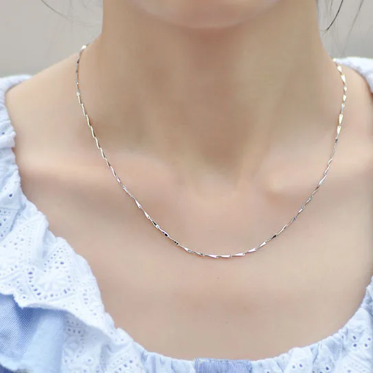 

New S925 Sterling Silver 1MM 18 Inches Melon Chain Necklace For Women Fashion Charm Wedding Gift Jewelry Wholesale