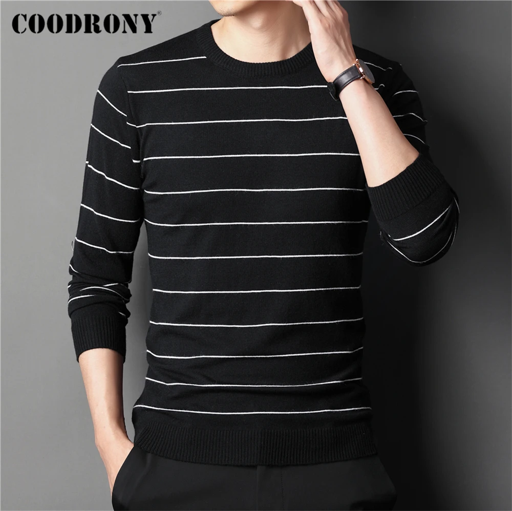 

COODRONY Brand Casual O-Neck Striped Sweater Shirt Autumn Winter Knitwear Pullover Men Clothing Fashion Streetwear Jersey Z1113