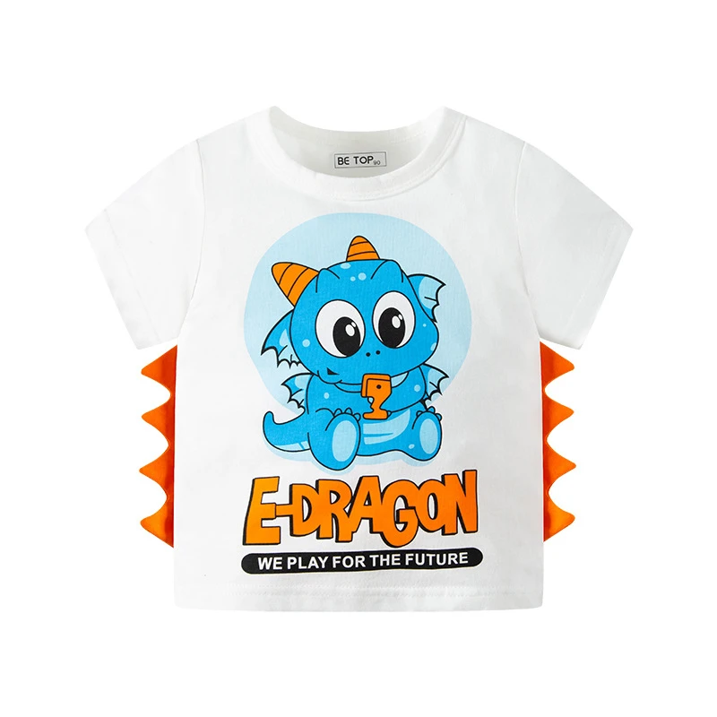 

Fashion Summer Boy Girl Tee Shirt With Short Sleeves Children Semi-Sleeve Tops Baby Dinosaur T-shirt