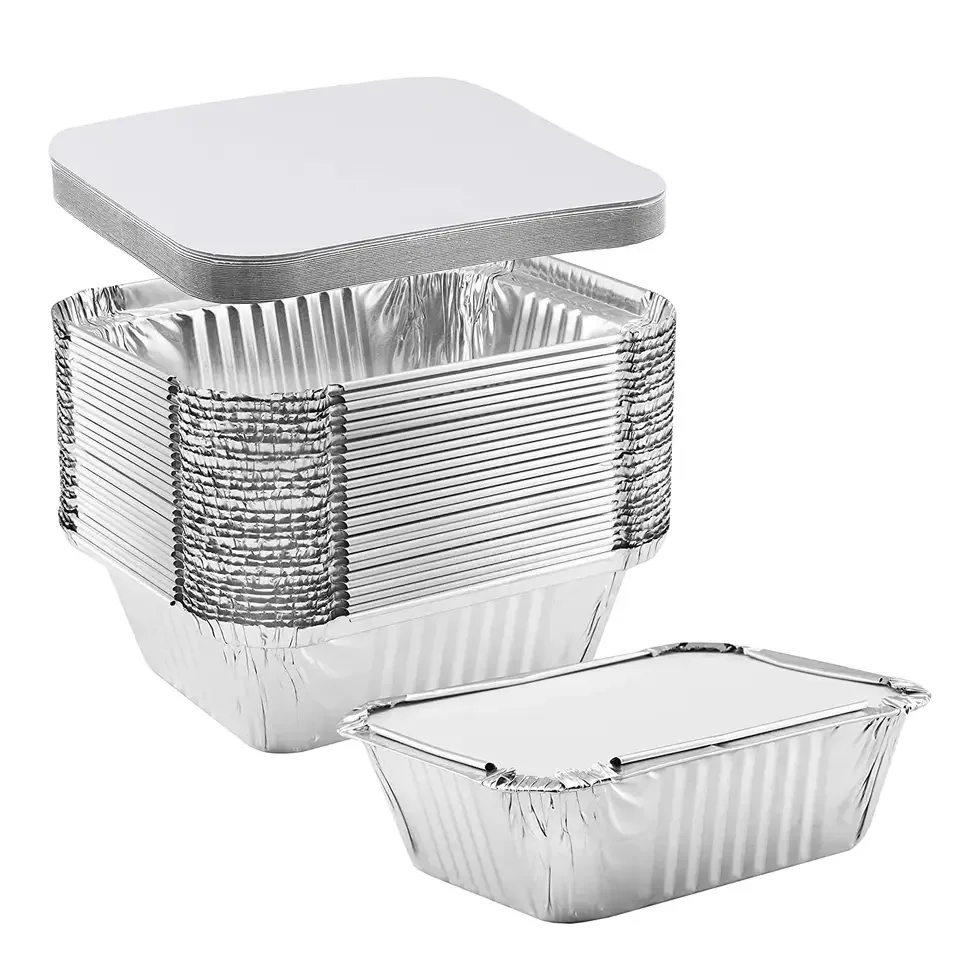 

50/100 Pcs 500ml Disposable Aluminium Foil Tray Takeaway Meal Prep Containers For Food Storage