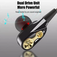 dual drive stereo wired earphone in ear headset earbuds bass earphones for iphone huawei 3 5mm earphones with mic 222