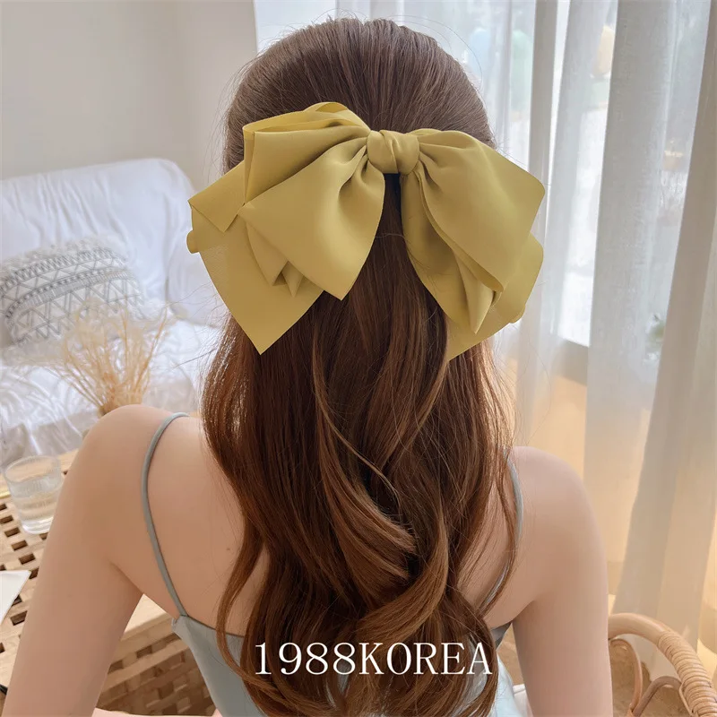 Корейский модный элегантный темпераментный атласный пружинный зажим с бантом