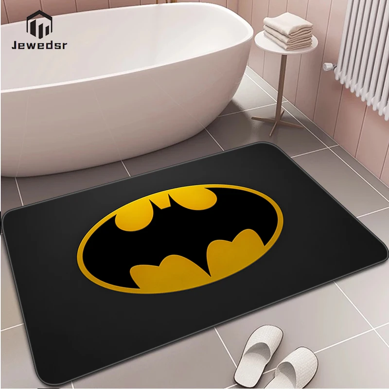 

Entrance Doormat Batmans Logo Carpet in the Living Room Mats Absorbent Floor Mat Supernatural Rugs for Bedroom Aesthetic Bath