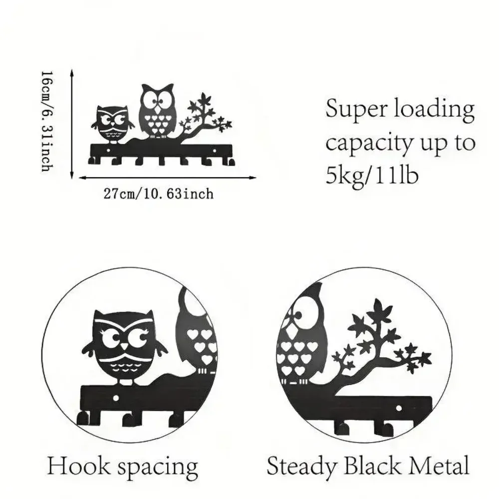 Прекрасный металлический держатель для ключей с совой: настенные железные