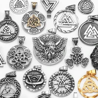 odin triangle men pendant viking variety necklace 316l stainless steel celtic knot chain punk rock for friend male jewelry gift