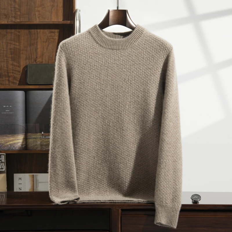 Зимний утепленный свитер из 100% чистого кашемира мужской вязаный пуловер с