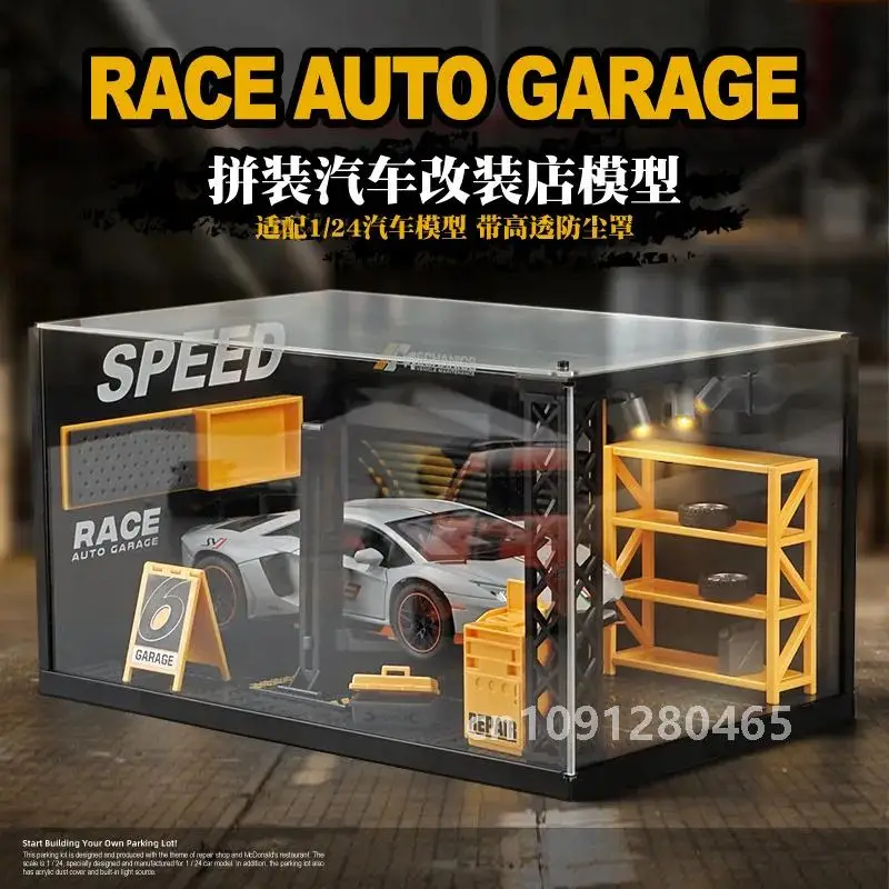 1:24 масштаб освещения парковка в сборе игрушка DlY модель гаража автомобиля