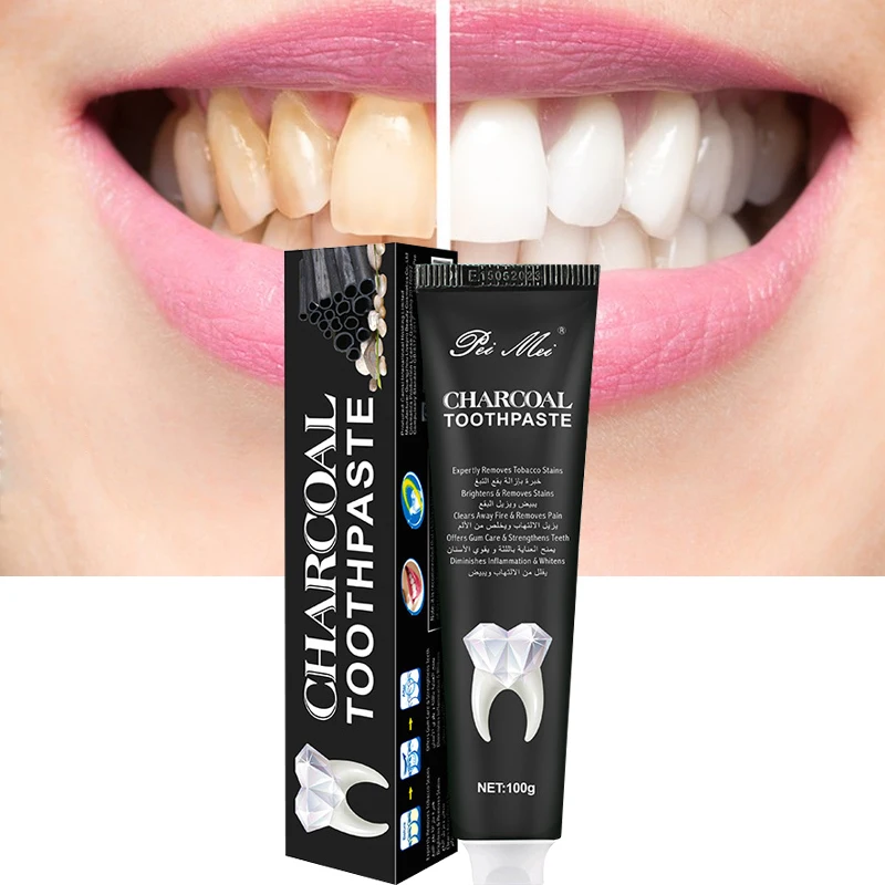 

Charcoal Toothpaste Effectively Whiten Teeth Remove Plaque Tartar Prevent Cavities Oral Care Clean Mouth Prevent Bad Breath 100g