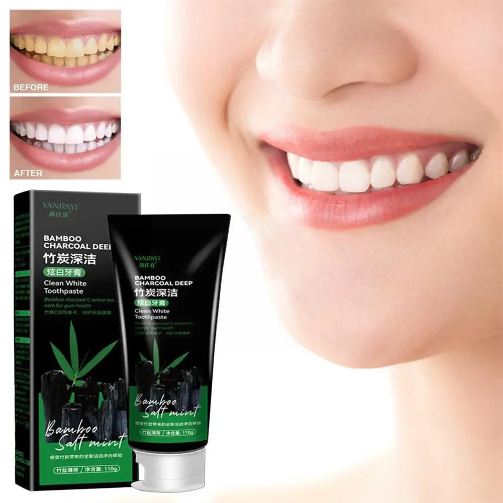 

100g Bamboo Charcoal Toothpaste Deep Clean Dispel Smoke Whitening Toothpaste The Health Stains Black Care Oral T7U6