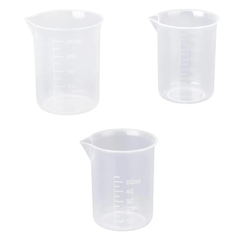 

3 Pcs/set Plastic Measuring Cup Laboratory Work Experiment Measuring Jigger Jug with Numerical Graduations