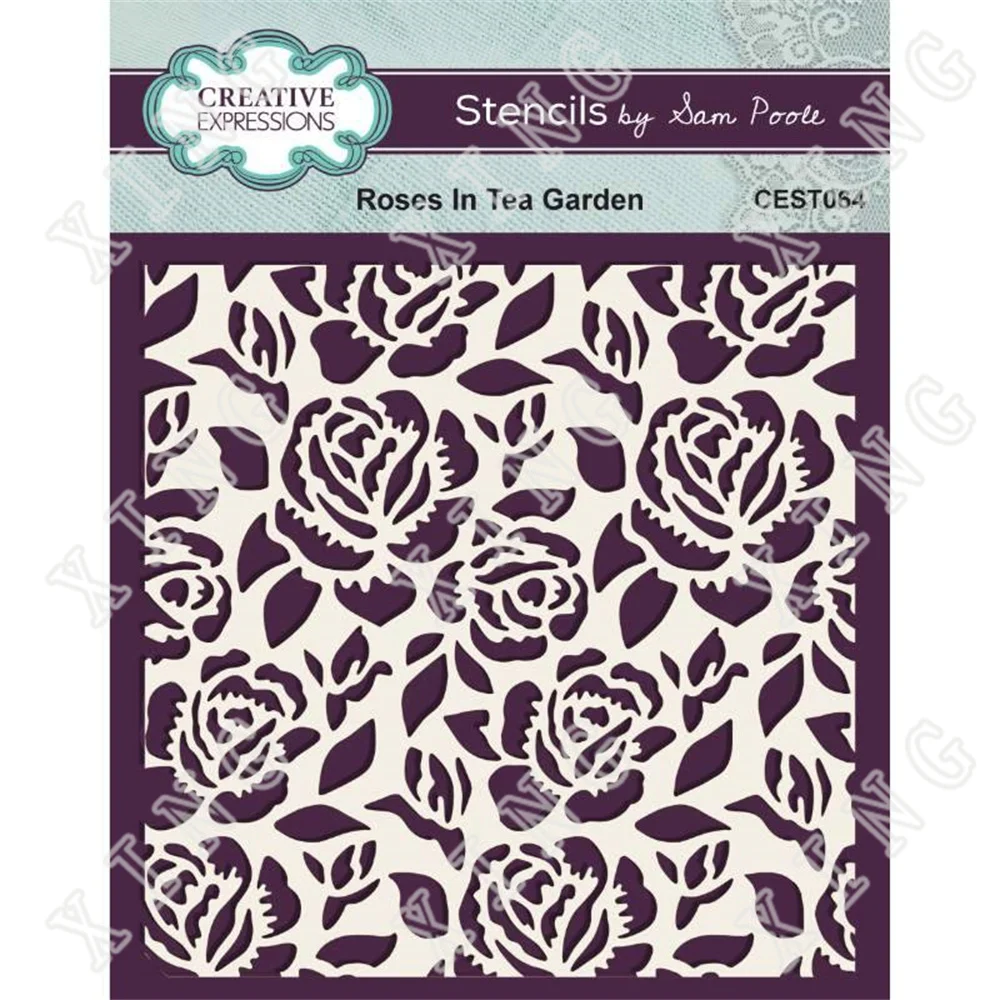 

2022 Spring Roses in Tea Garden Vps Patterns Layering Stencils Kids Fun Diy Drawing Scrapbooking Greeting Card Coloring Template