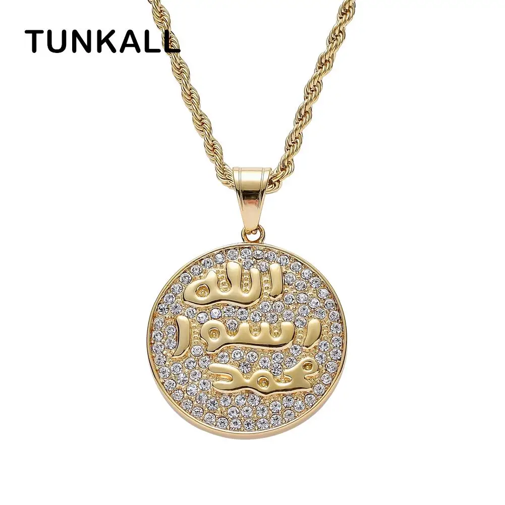 Круглые Подвески Стразы из нержавеющей стали веревочная цепочка для мужчин и