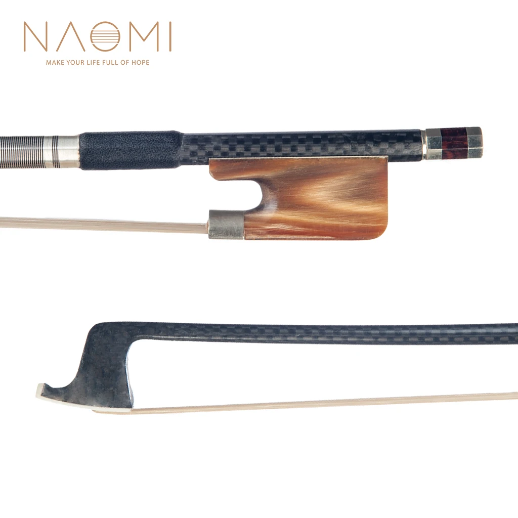 Enlarge NAOMI Advanced Carbon Fiber 16'' Viola Bow Grid Carbon Fiber Stick Natural Horsehair W/ Ox Horn Frog Durable Use