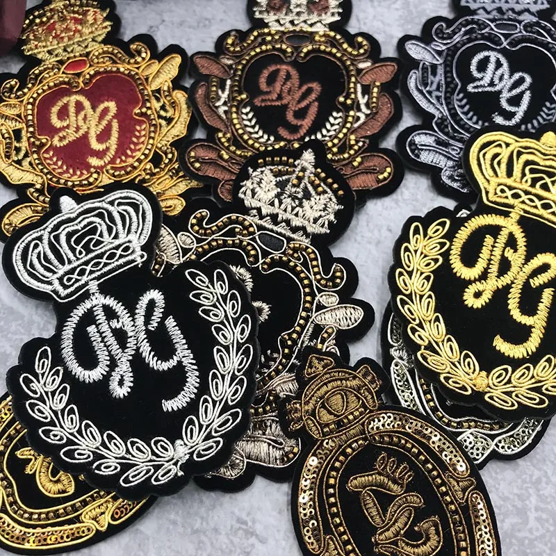 Шелковая вышивка Lndian бисером нашивки с буквами аппликация в виде короны цветы