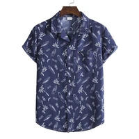 summer hawaiian shirt men beach mens printed cuban collar short sleeve floral shirt casual shirt chemise hawaiienne homme