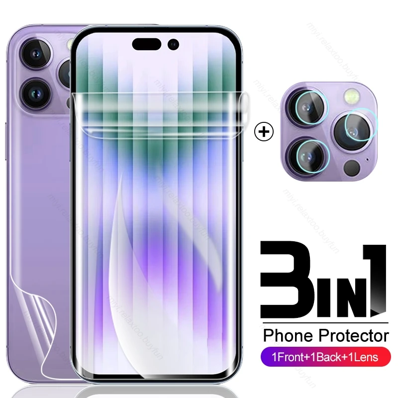 

1To3 Передняя и задняя Гидрогелевая пленка для Iphone 14 Pro Max, защита экрана, не стекло для телефона 14 Iphone14 ProMax 14Max, стекло для камеры