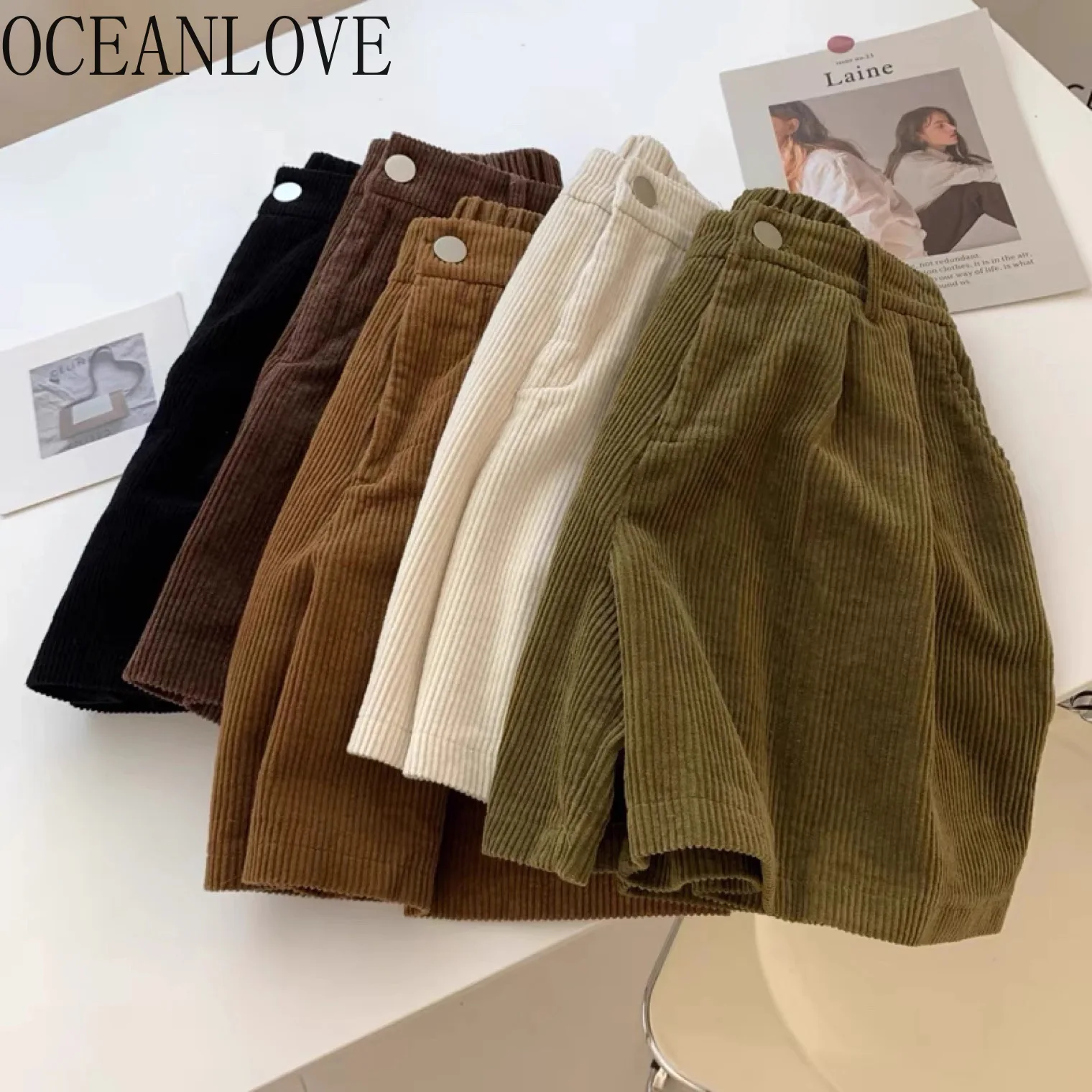 OCEANLOVE вельветовые шорты Mujer в японском стиле винтажные осенне-зимние свободные