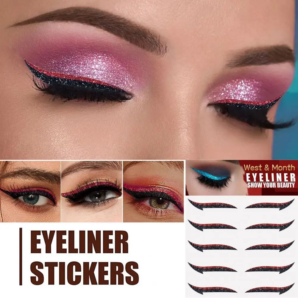 

5Pairs Eyelid Sticker Self-adhesive Eyeliner Sticker Stylish Faux Eyeliner Decal PVC Ladies Girls Eyeliner Sticker for Party