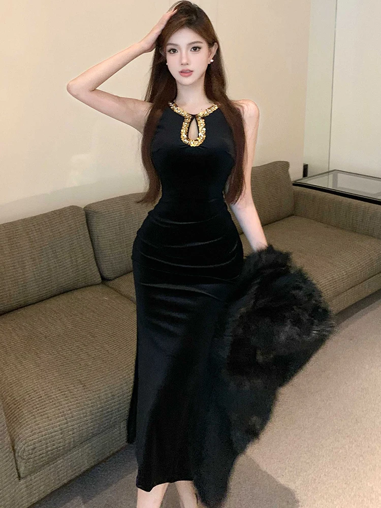 Женское корейское винтажное платье Хепберн для выпускного вечера осень-зима