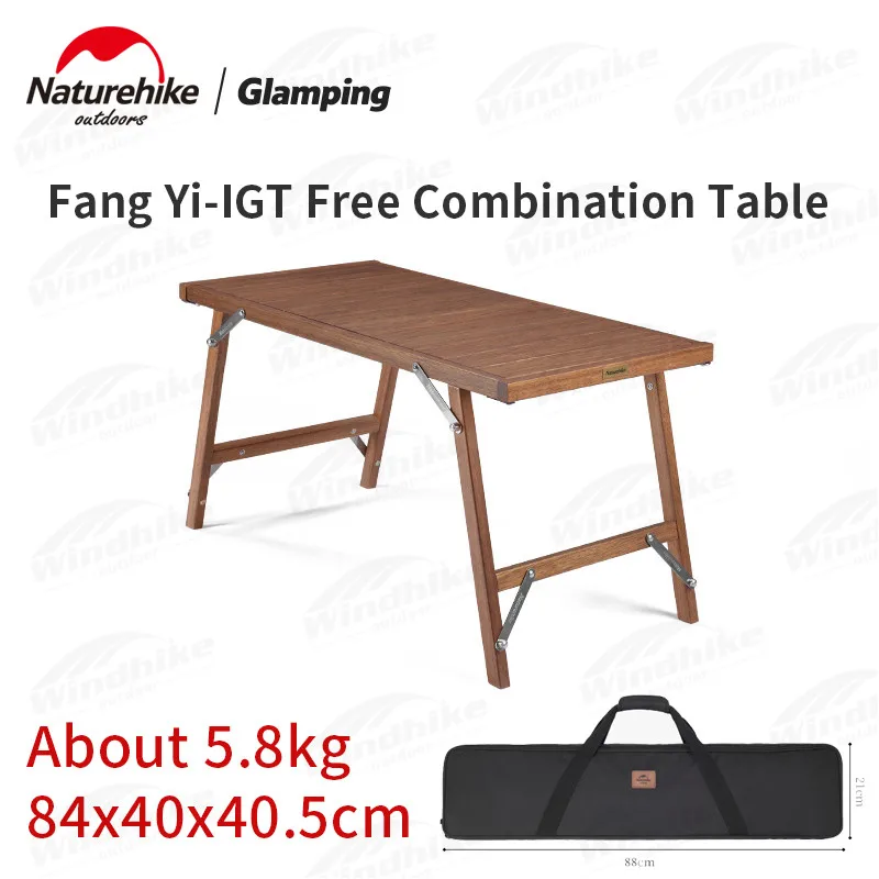 

Naturehike FANGYI Outdoor BBQ Picnic Table 5.8Kg Multifunction IGT Combination Camping Table Removable Portable Wood Frame Table