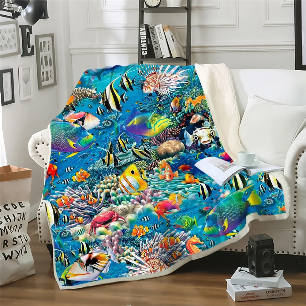 

Одеяла CLOOCL Для океан, волшебные морские рыбы, 3D набивные одеяла, офисные покрывало для сна двухслойные одеяла для дивана