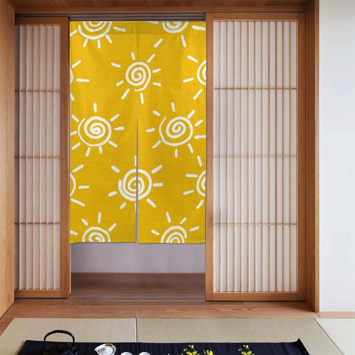 

Sunshine Mudcloth Pattern Door Curtain Abstraction Separate Tapestry Cotton Linen Hanging Half Curtain for Entrance Ornament