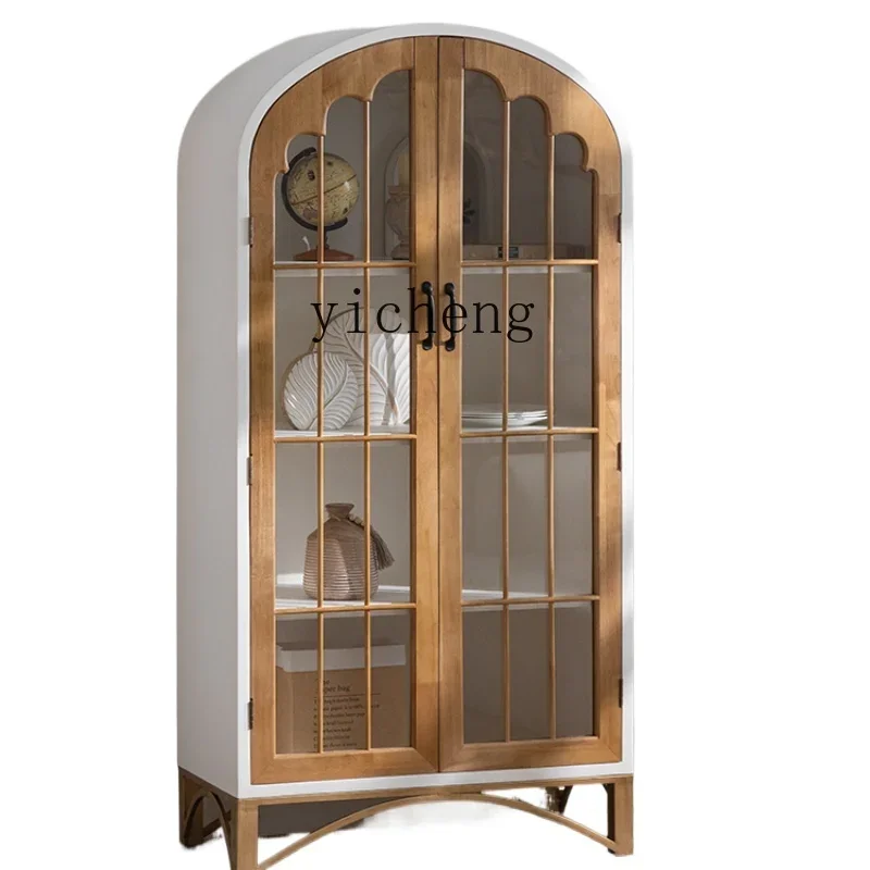 Шкаф винный из массива дерева шкаф со стеклянной дверью в стиле ретро XL