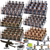soldier array with base plate and accessories rifle small particle military building blocks childrens toy assembly war toys