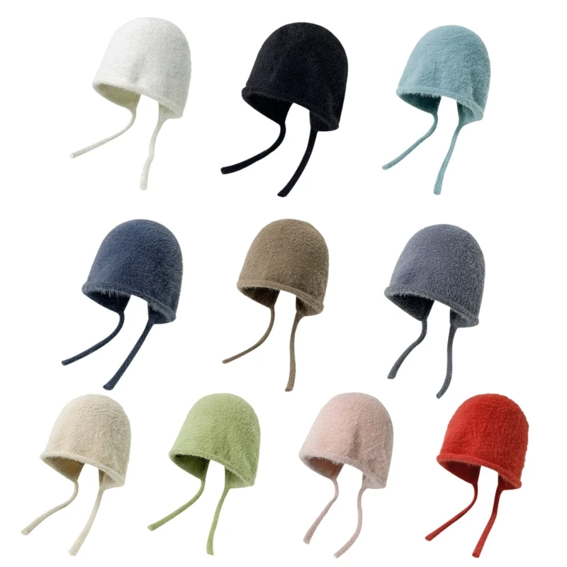 

Winter Women Casual Stacking Knitted Bonnet Caps Soft Stretch Knitted G5AE