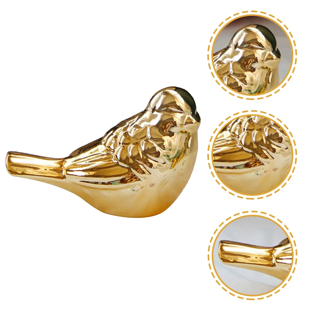 

Bird Ceramic Figurine Sculpture Garden Figurines Decor Animal Statue Room Gold Decorations Miniature Yard Modern Desktop Table