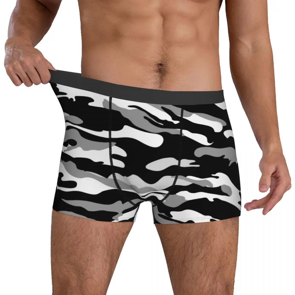 

White And Black Camo Underwear Camouflage Male Shorts Briefs Breathable Boxershorts Trenky Print Plus Size Panties