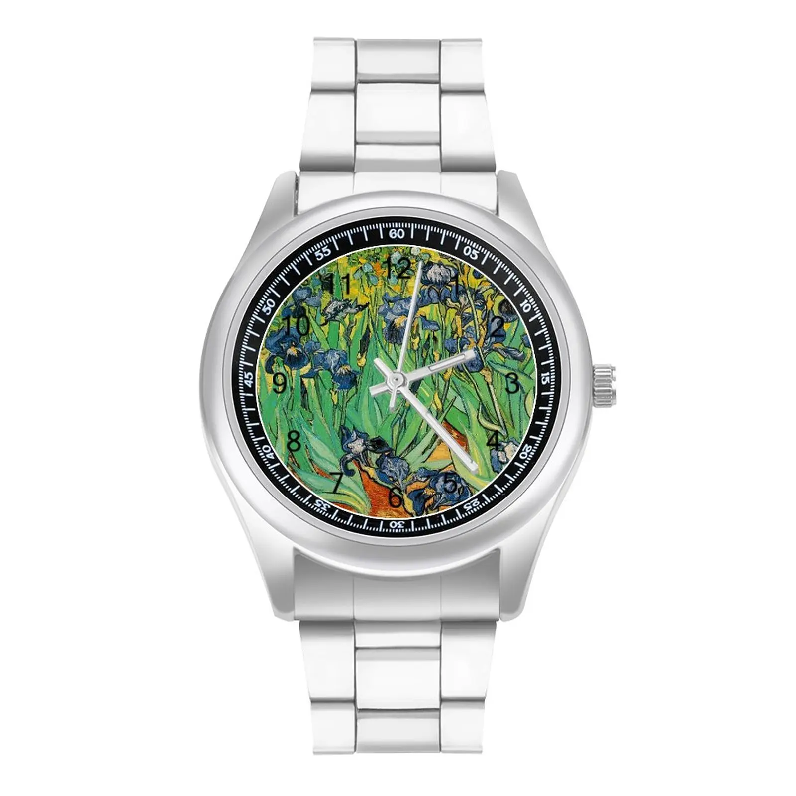 

Irises Quartz Watch Vincent Van Gogh Photo Colored Wrist Watch Steel Affordable Travel Couple Wristwatch