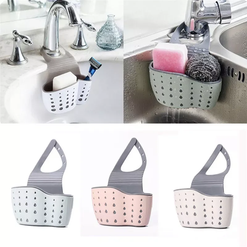

Simple Drain Rack Bathroom Sink Adjustable Basket Kitchen Silicone Soap Rack Drain Sponge Faucet Kitchen Tool Accessories
