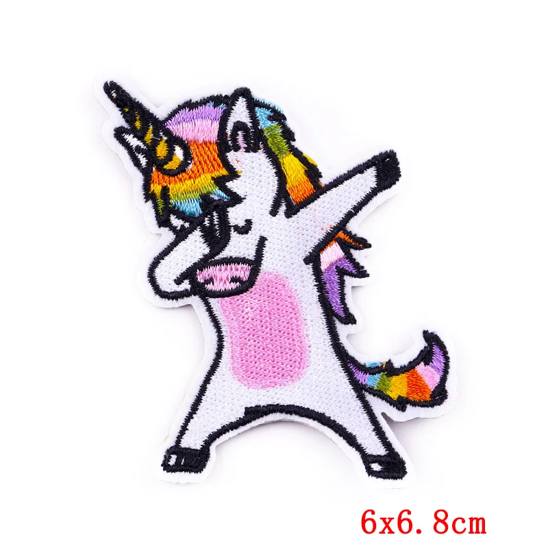 Мультяшные вышитые нашивки динозавров на одежду единорог животные термоклейкие