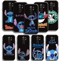 cartoon cute lilo stitch phone case 6 53 inch for xiaomi redmi 9 phone case back soft black silicone cover carcasa
